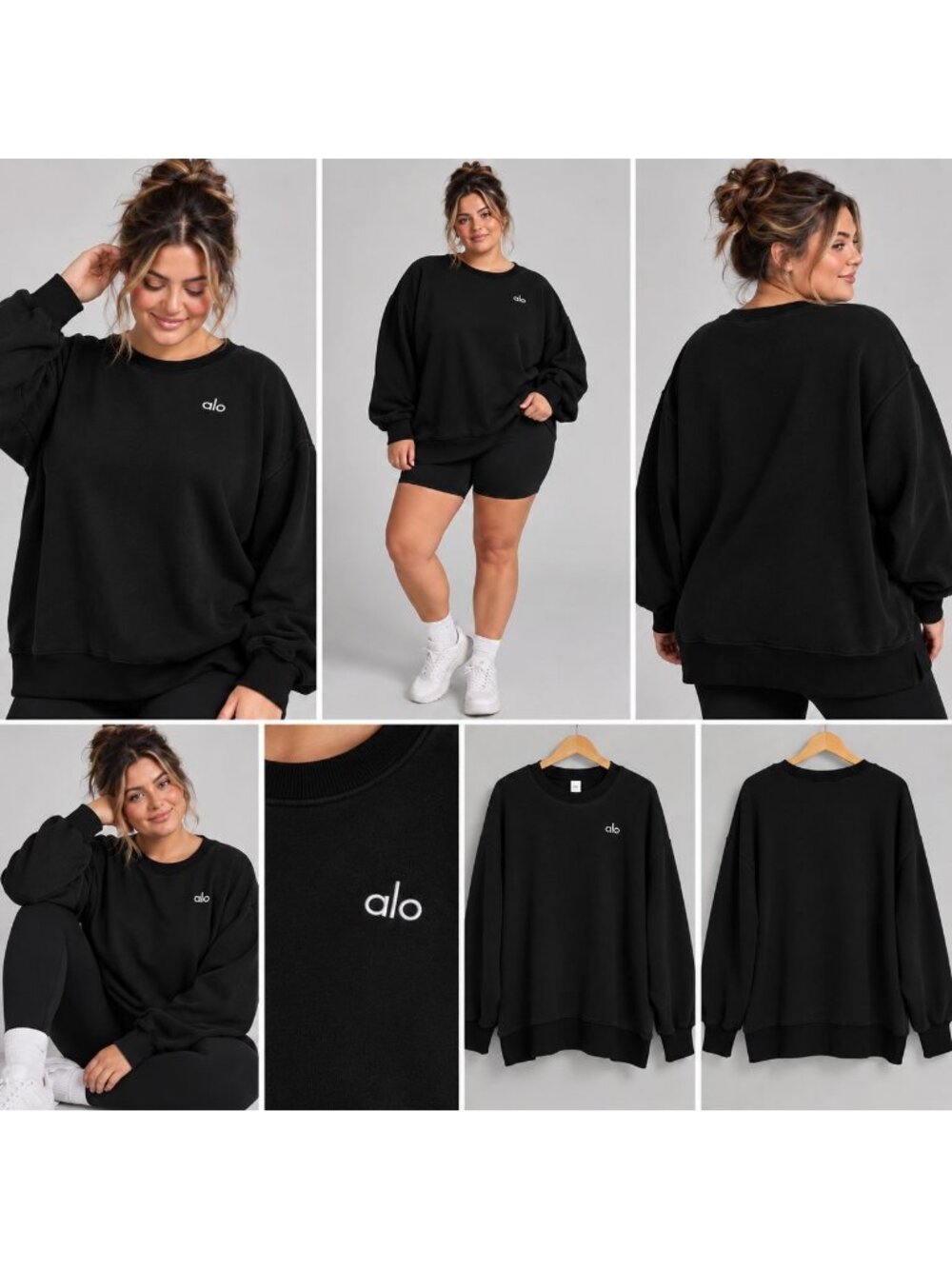 Alo Yoga Accolade Crew Neck Sweatshirt Women's 2XL Pullover - Black